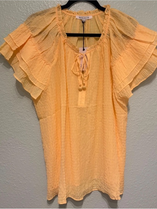 Rose & Olive Tops - Rose & Olive Yellow Flutter-Sleeve Peasant Top